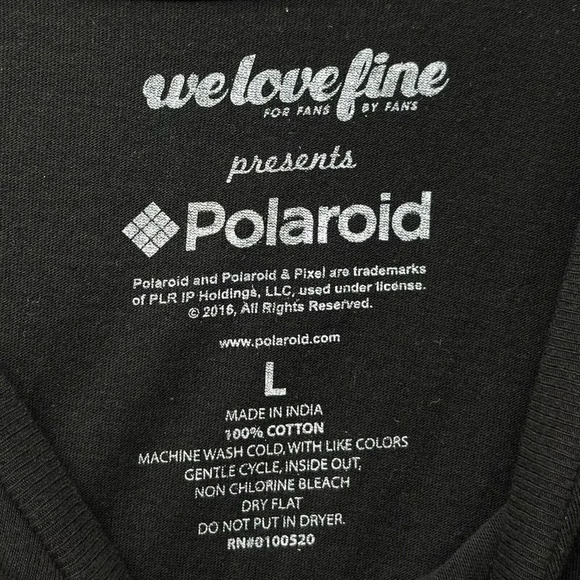 Polaroid T-Shirt Men's Sz L Black Rainbow Square Crew Neck Short Sleeve Pullover - Picture 6 of 11